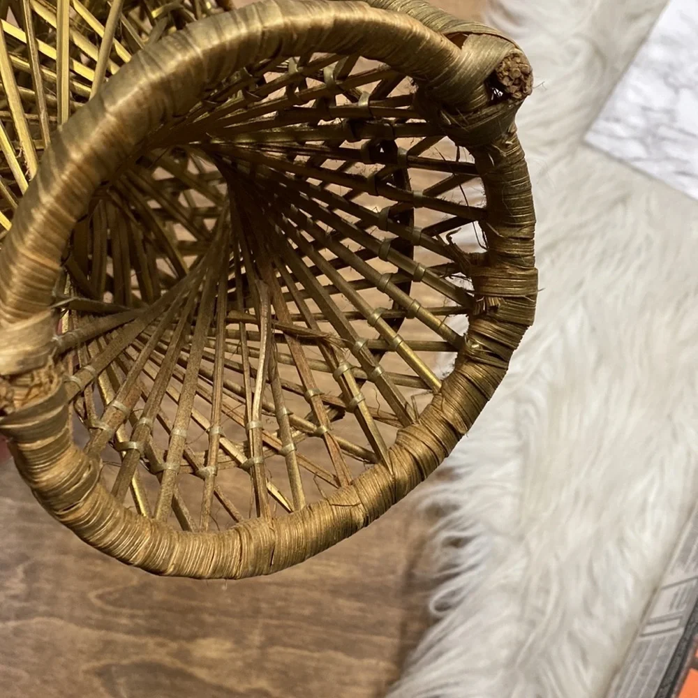 Boho straw rattan tiny chair for plants, decor etc